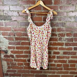 Vintage Intimates By Flora Nightgown Womens Medium White Floral Chemise Sleep
